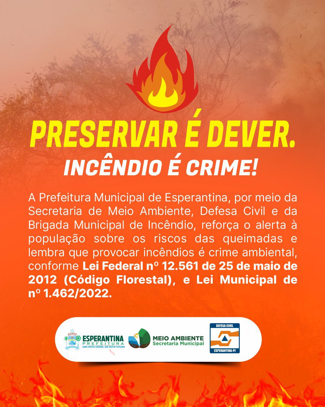 Prefeitura intensifica campanha de prevenção a incêndios florestais em Esperantina - Imagem 1