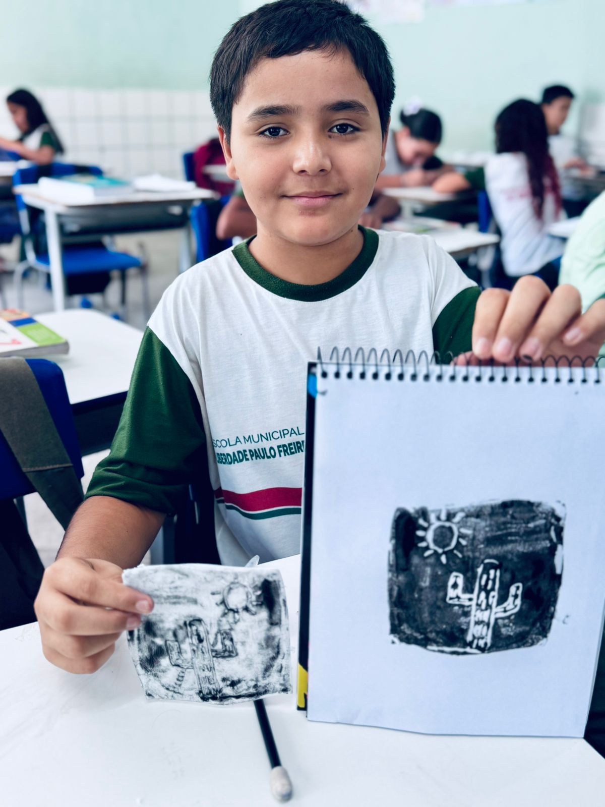 Alunos do 7º Ano da Escola Municipal da Liberdade Paulo Freire Aprendem Xilogravura - Imagem 4