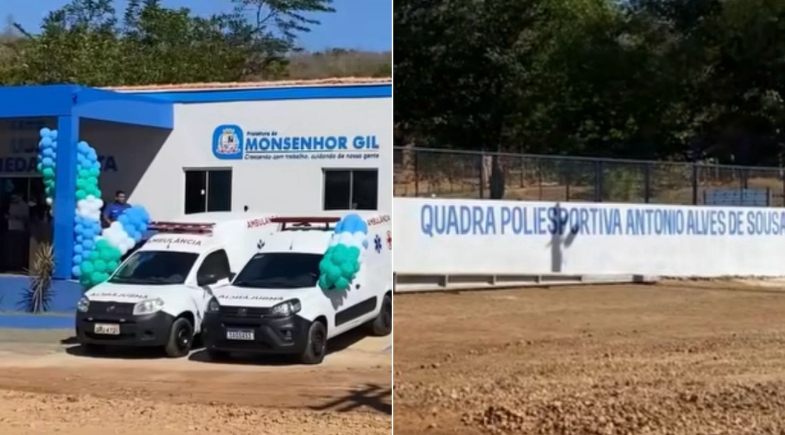 Prefeitura de Monsenhor Gil reinaugura UBS e quadra poliesportiva na comunidade Canafístula
