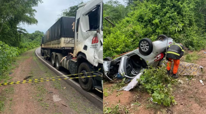 Acidente entre carreta e carro no MT | Reprodução