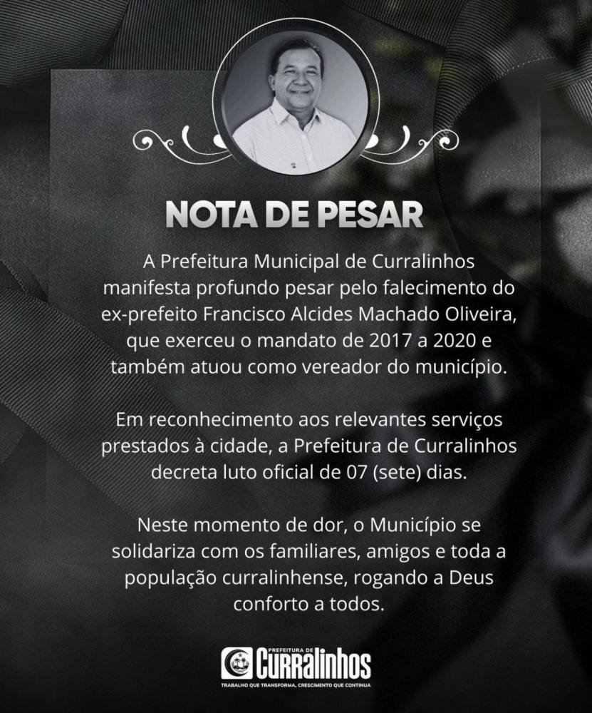 Aos 65 anos, ex-prefeito de Curralinhos, Alcides Oliveira, morre vítima de AVC - Imagem 1
