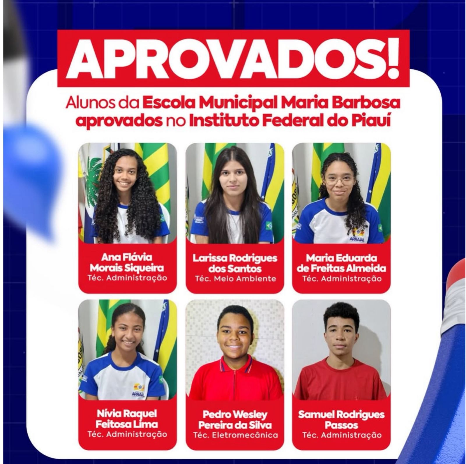 Educação de Arraial celebra aprovações de alunos no Classificatório do IFPI 2026 - Imagem 1