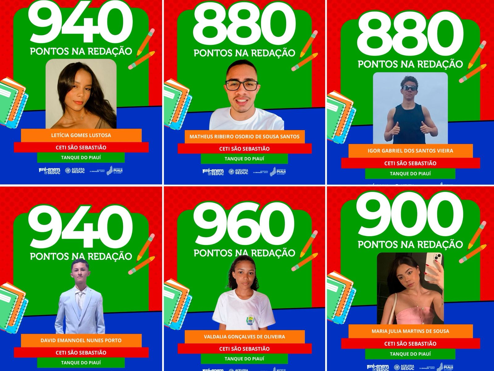 Estudantes destaque no ENEM - Foto: Prefeitura de Tanque do Piauí
