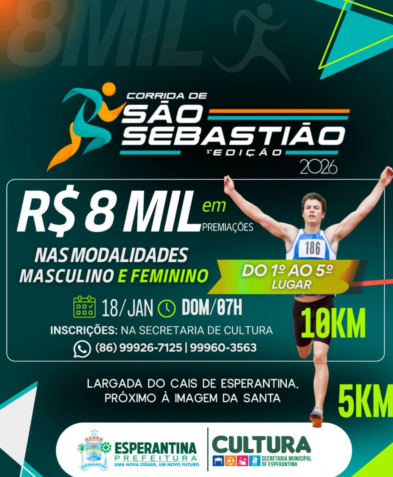Prefeitura de Esperantina realizará a 3ª edição da Corrida de São Sebastião com R$ 8 mil em premiações - Imagem 1