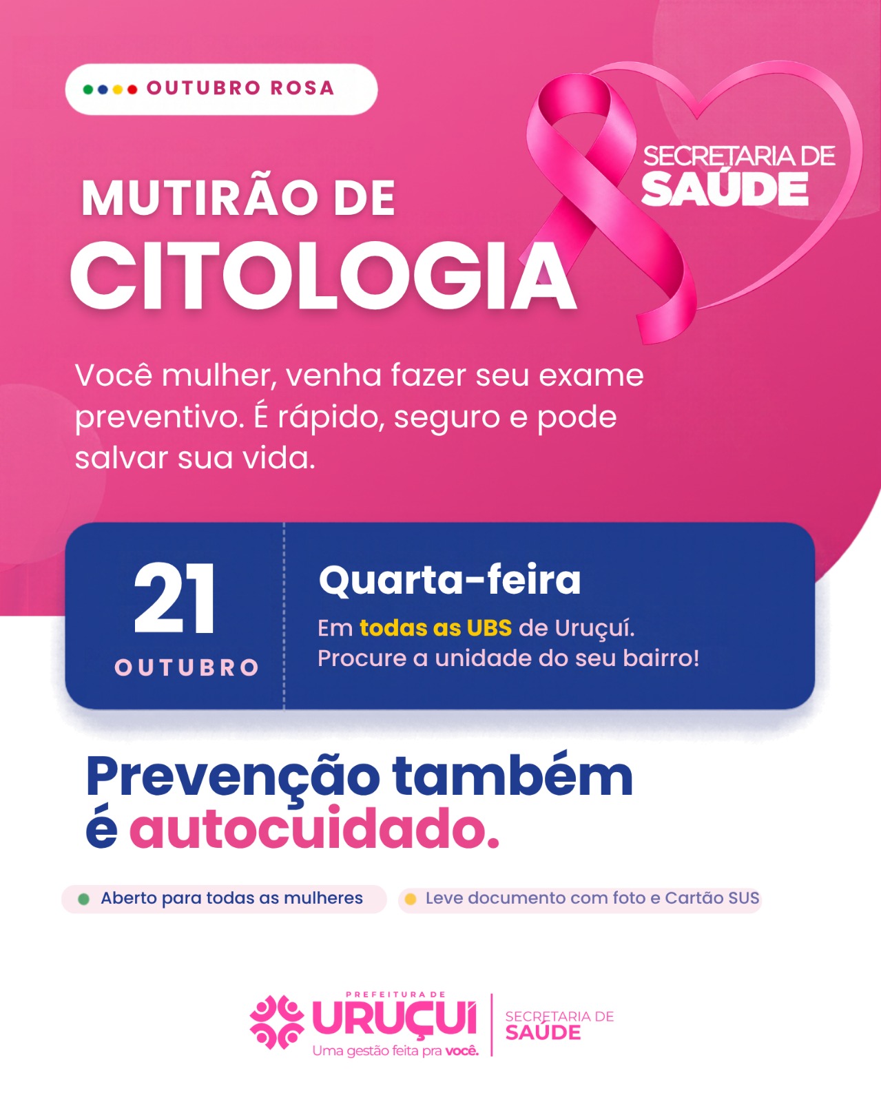 Outubro Rosa - Divulgação/ASCOM