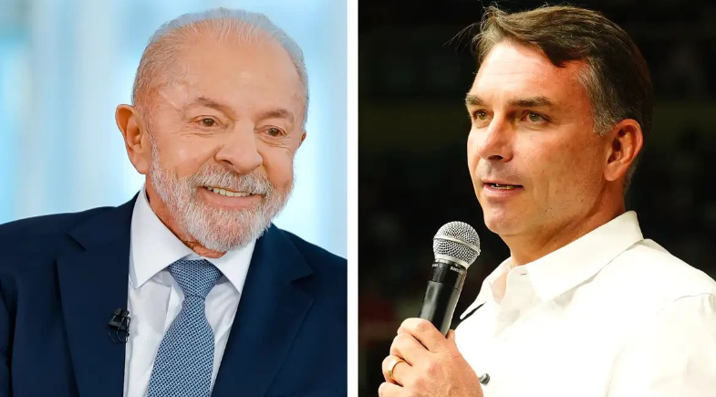 Flávio Bolsonaro e Lula  | Reprodução