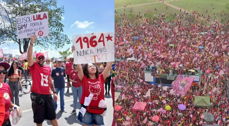 Apoiadores de Lula fazem ato em Brasília para buscar votos na reta final do segundo turno | Luiz Felipe Barbieri/Globo e Reprodução