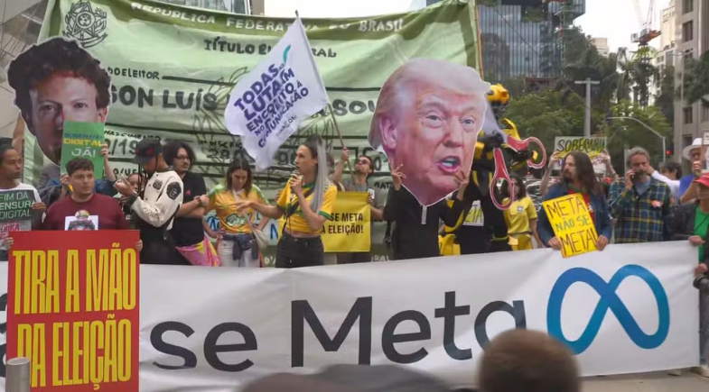 Manifestação em frente a sede da Meta em SP  | Reprodução/ TV Globo