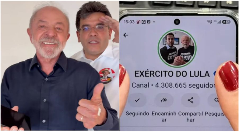 Rafael Fonteles presenteia Lula com celular para entrar no canal "Exército do Lula" | Reprodução/Redes Socias