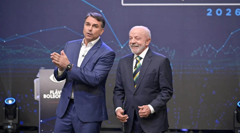 Lula e Flávio durante debate da Band | Reprodução