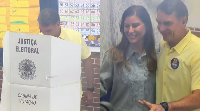 Candidato do PL, Flávio Bolsonaro vota na Zona Norte do Rio | Reprodução