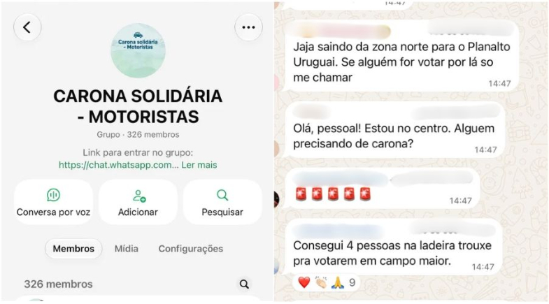 Grupo de carona solidária reúne mais de 300 pessoas para levar eleitores às urnas no Piauí | Reprodução