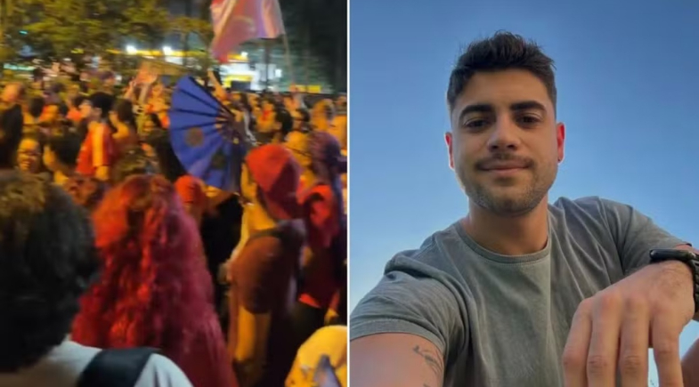 Marcelo de Oliveira Rocha, de 30 anos, foi espancado após se afastar de um ato político em Santos, SP | Reprodução