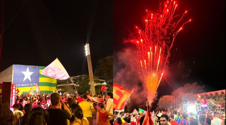 Apoiadores de Lula comemoram vitória em frente à Alepi.  | Jade Luara/Jéssica Machado
