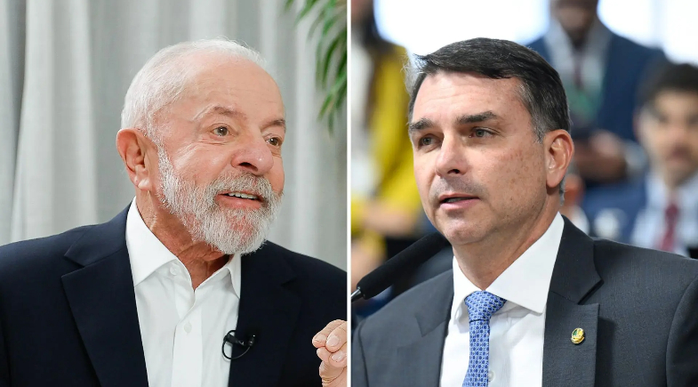 Lula e Flávio Bolsonaro | Reprodução 