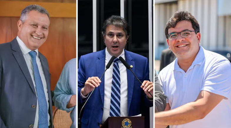 Da esquerda para direita: Rui Costa, Camilo Santana e Rafael Fonteles | Reprodução
