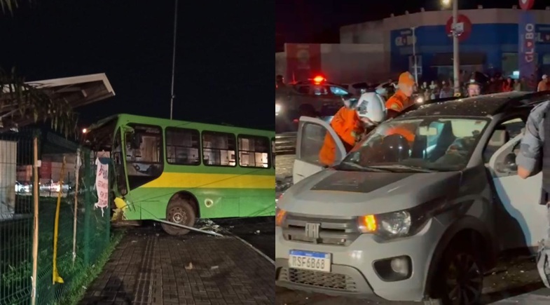 Ônibus perde controle e colide | Reprodução