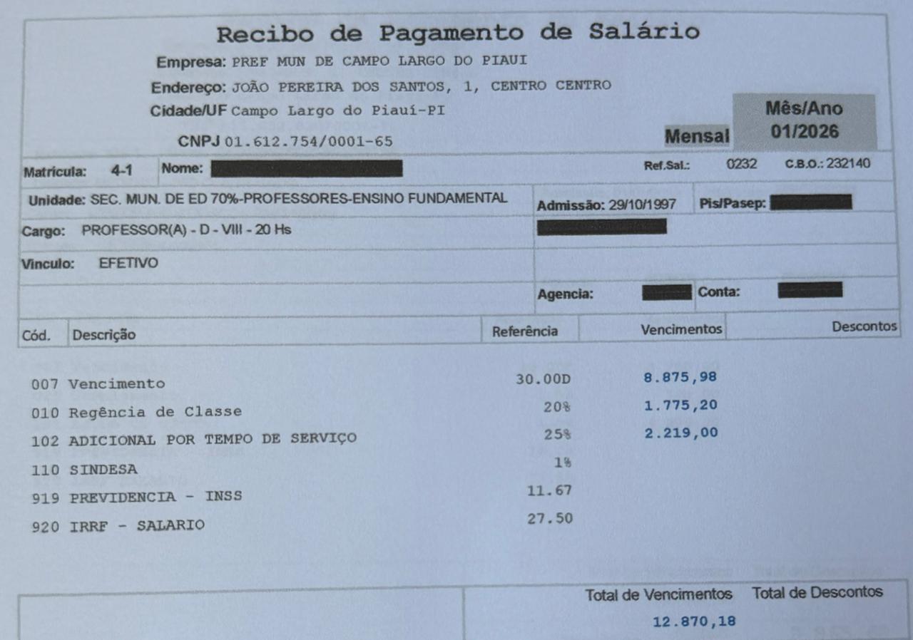 Campo Largo do Piauí passa a pagar um dos maiores salários do Nordeste para professores - Imagem 1
