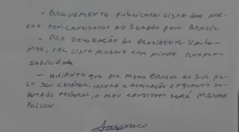 Carta de Bolsonaro a Michelle - Foto: Reprodução 