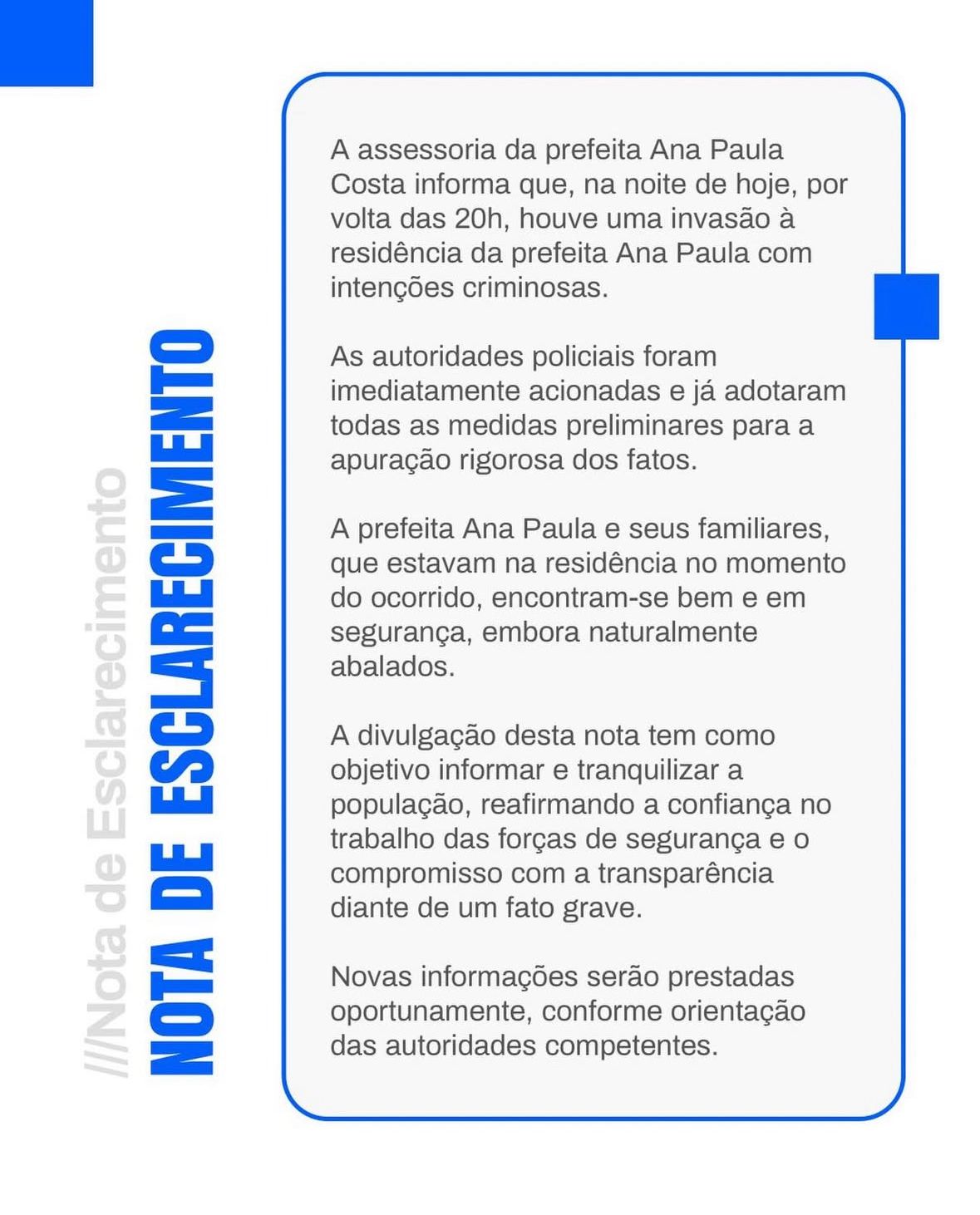 Foto: Nota de esclarecimento - Reprodução/Instagram