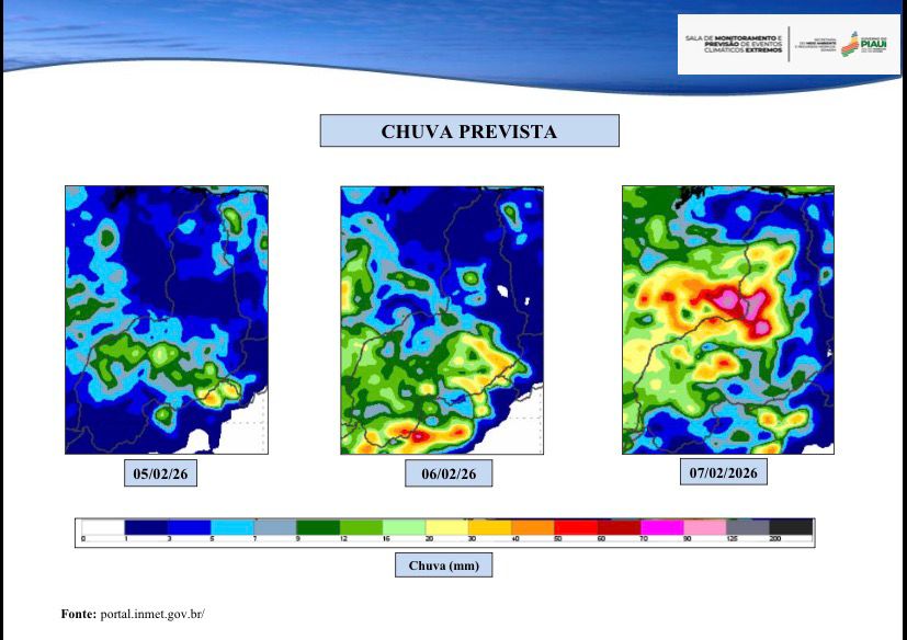 Foto: Divulgação/Semarh - Previsão de chuva para os próximos dois dias