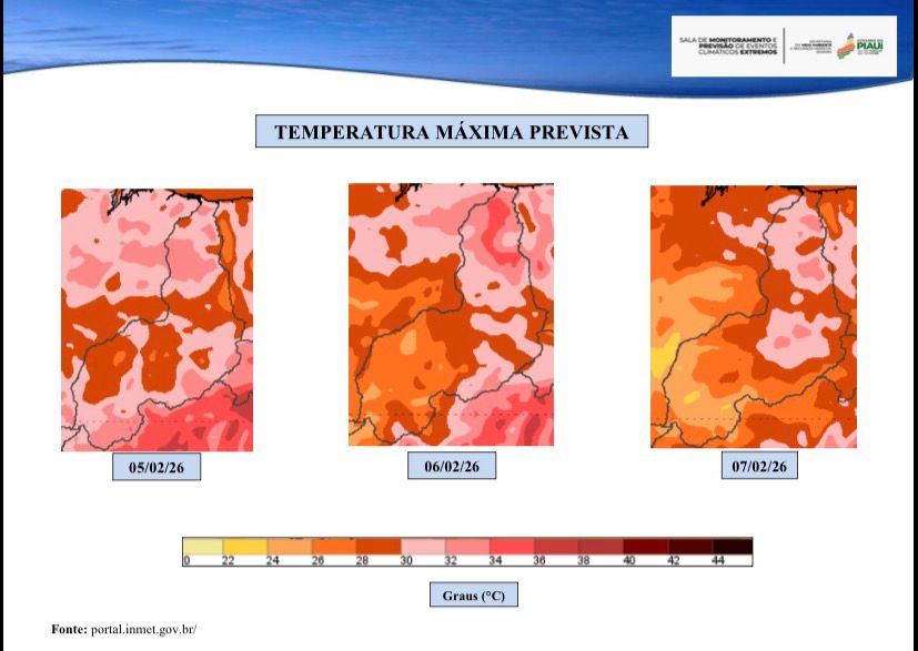 Foto: Divulgação/Semarh - Temperaturas previstas para os próximos dois dias