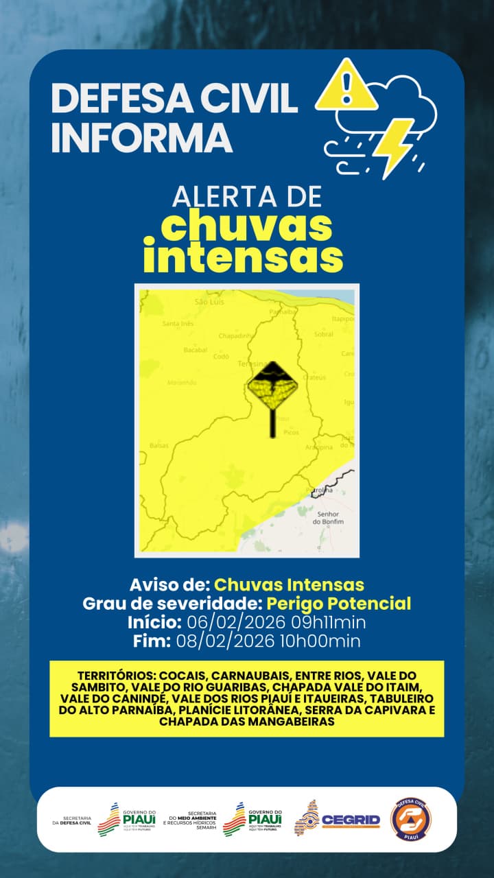 Inmet emite alerta com risco de tempestade durante o fim de semana no Piauí - Imagem 3