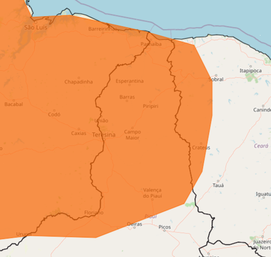 Alerta laranja./Foto: Inmet