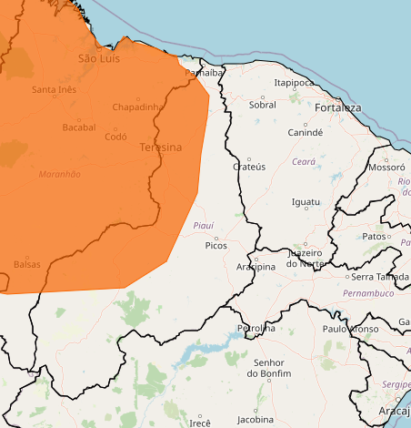 Alerta laranja de perigo ./Foto: InmetAlerta laranja de perigo ./Foto: Inmet