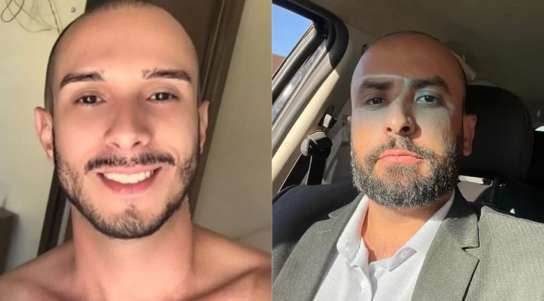 Professor Jhonathan Silva Simões (à esquerda) foi assassinado em Formiga; suspeito do crime é o vereador de Araújos, Lucas Lucas Coelho (à direita). | Reprodução/Redes Sociais
