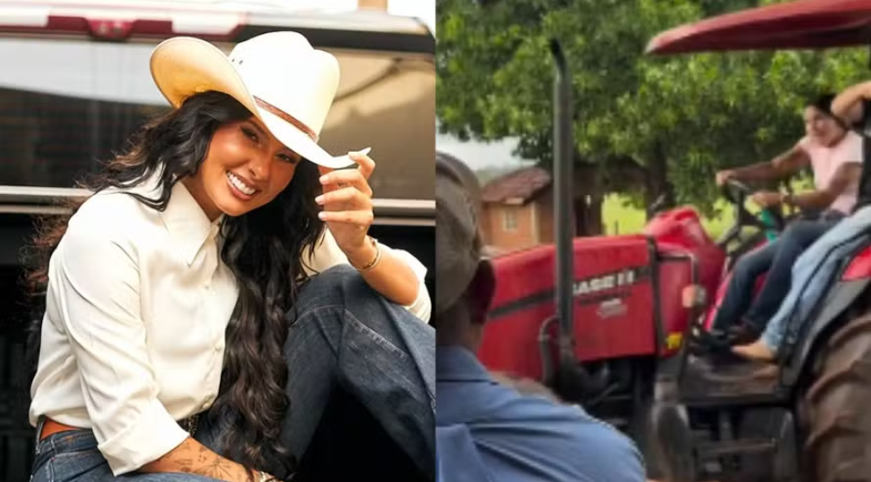 Ana Castela, recém-habilitada, diverte ao mostrar dificuldade para dirigir trator