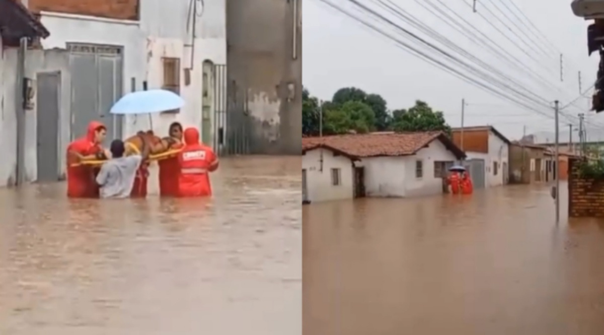 Idosa é resgatada após chuvas invadirem casa em Floriano | Foto: Reprodução/ Redes sociais