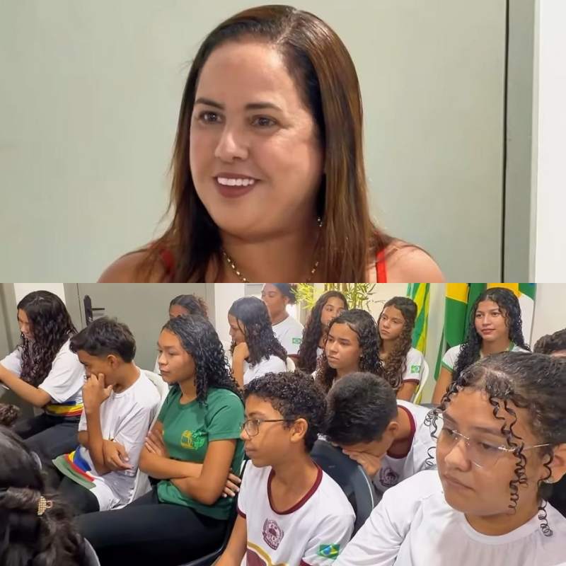 Prefeita Karyne do Rodrigão recebe alunos para dialogar sobre investimentos no esporte - Divulgação/ASCOM