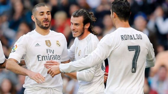 Trio 'BBC', formado por Benzema, Bale e Cristiano - Foto: Victor Carretero/Real Madrid/Getty Images