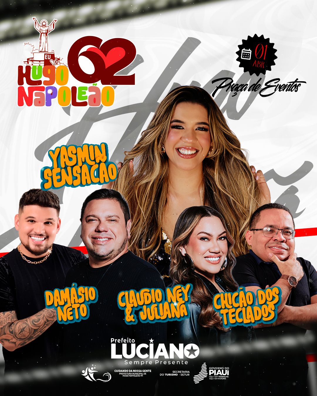 Programação oficial dos 62 anos de Hugo Napoleão - Divulgação/ASCOM