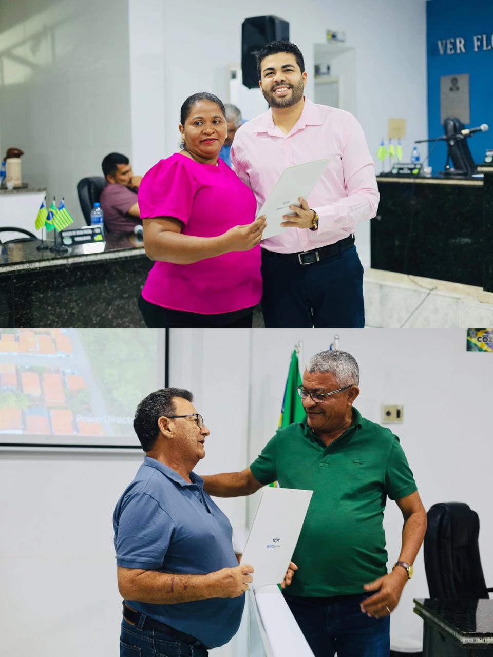 Moradores recebem registros de imóveis durante ação de regularização fundiária - Divulgação/ASCOMMoradores recebem registros de imóveis durante ação de regularização fundiária - Divulgação/ASCOM