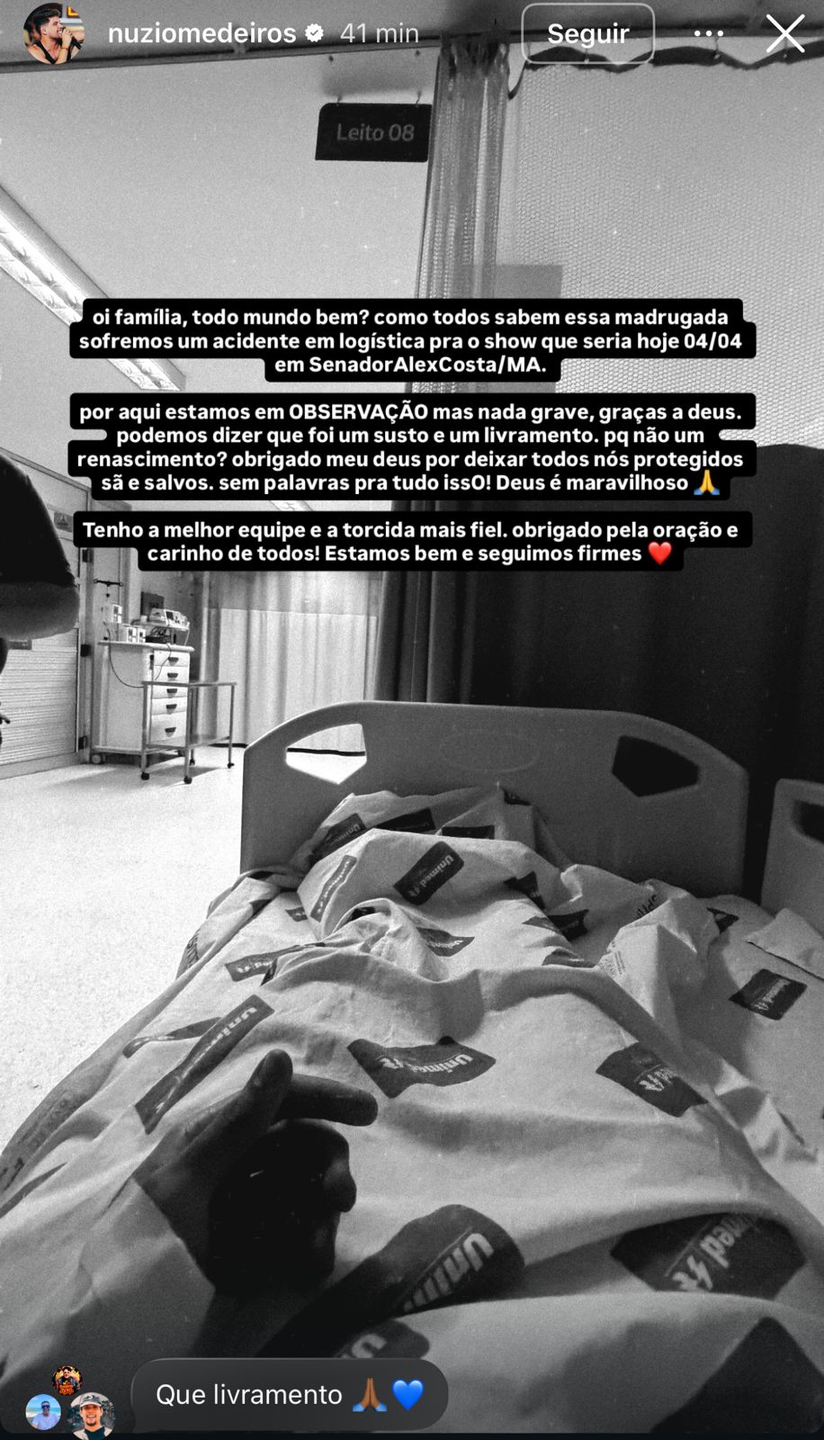 Núzio se pronunciou através do Instagram- Reprodução: Instagram