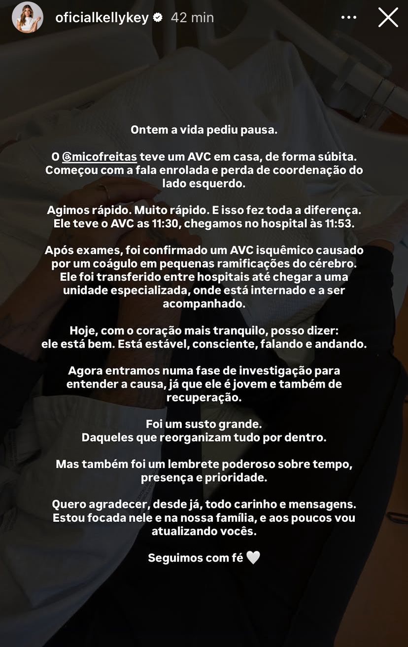Kelly Key relata que eu marido sofreu um AVC isquêmico