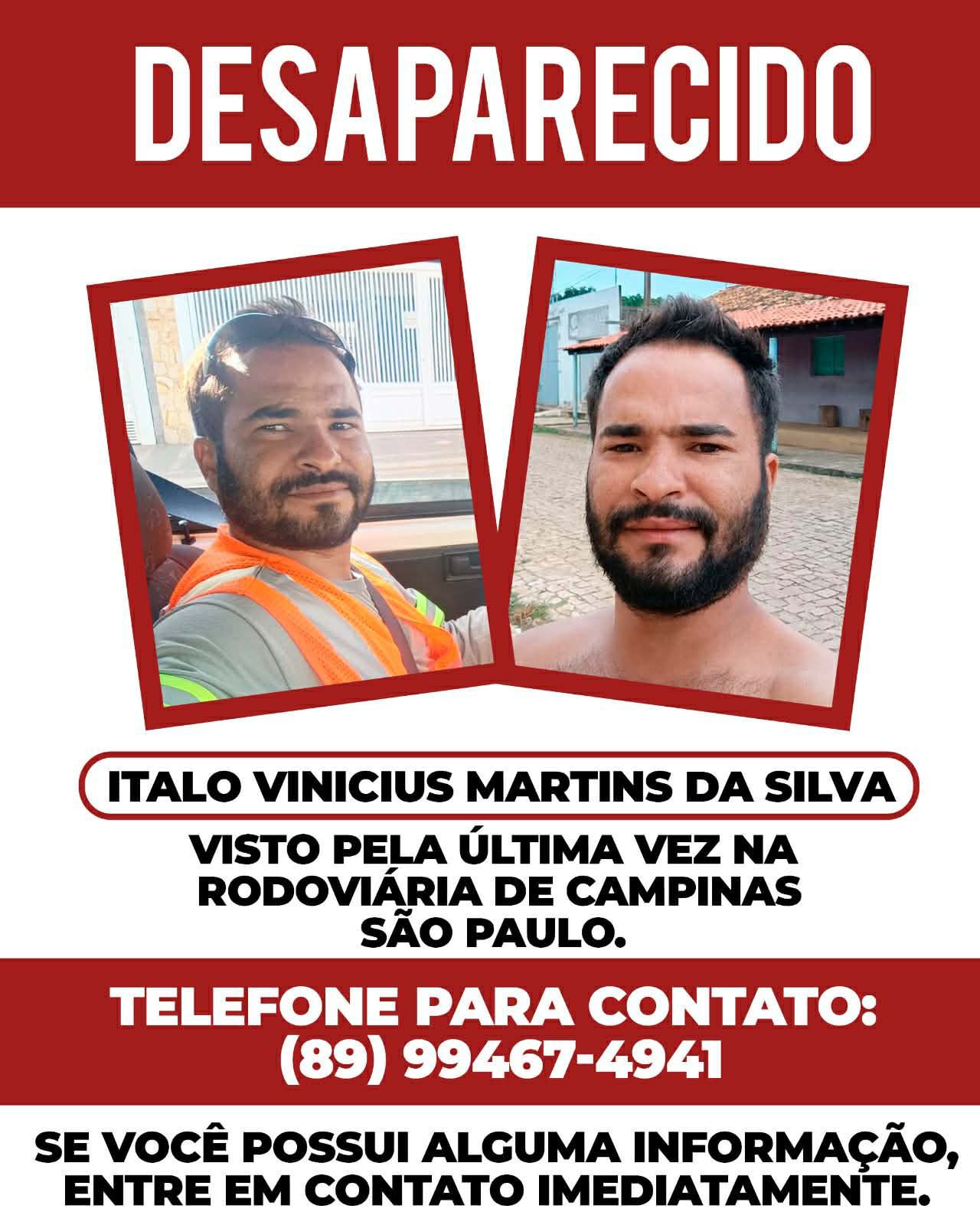 ONDE ESTÁ ÍTALO VINÍCIUS?: Jovem piauiense desaparece após ser visto em rodoviária de Campinas, no interior de SP - Imagem 1