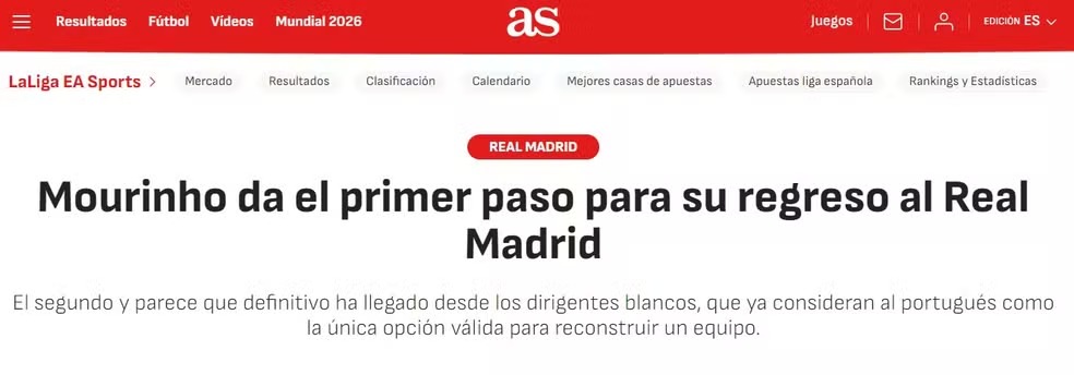 Real Madrid acelera retorno de Mourinho, e Benfica já procura substituto — Foto: Reprodução/As 