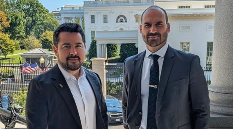 O jornalista Paulo Figueiredo e o ex-deputado federal Eduardo Bolsonaro |  Reprodução/X