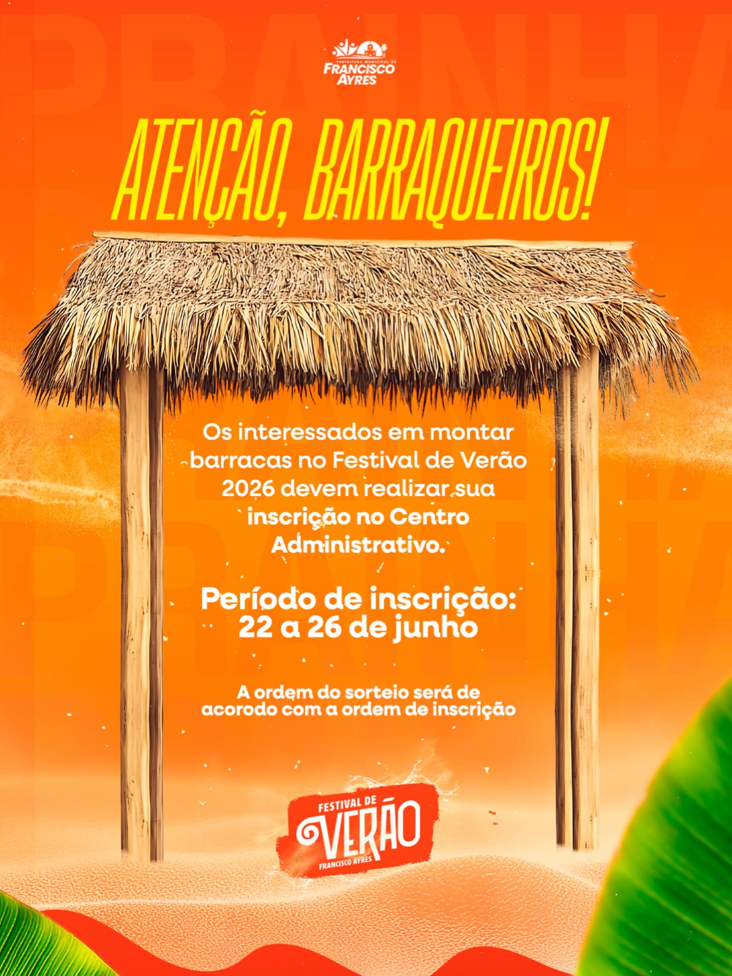  Francisco Ayres abre inscrições para barraqueiros no Festival de Verão 2026 - Divulgação/ASCOM