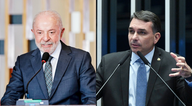 O presidente Luiz Inácio Lula da Silva (PT), à esquerda; o senador Flávio Bolsonaro (PL), à direita | Ricardo Stuckert/PR e Agência Senado