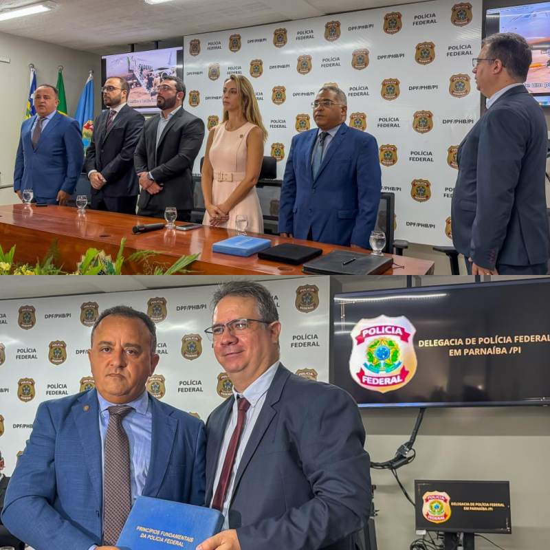 Francisco Emanuel participa da posse do novo chefe da Delegacia da Polícia Federal - Divulgação/ASCOM