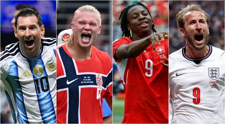 Lionel Messi, Erling Haaland, Johan Manzambi e Harry Kane | Reprodução