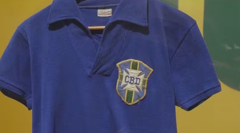 Camisa de Pelé da final da Copa de 1958 | Reprodução/TV Globo