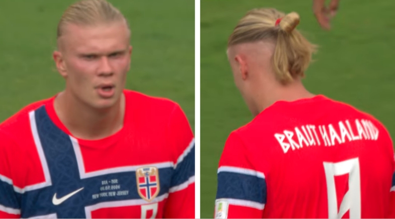 Haaland durante confronto contra o Brasil - Foto: Reprodução/CazéTV