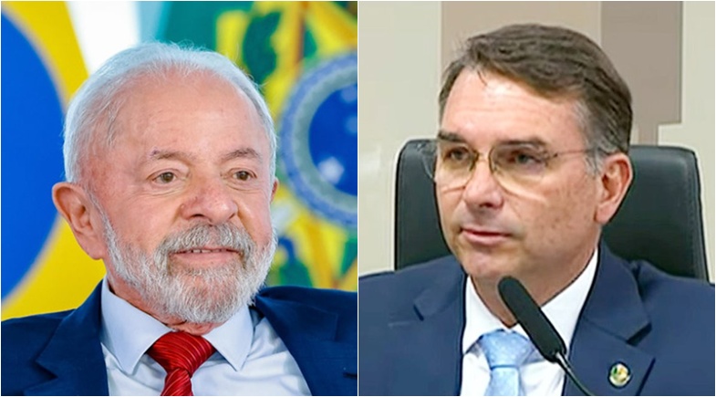Lula e Flávio Bolsonaro | Reprodução