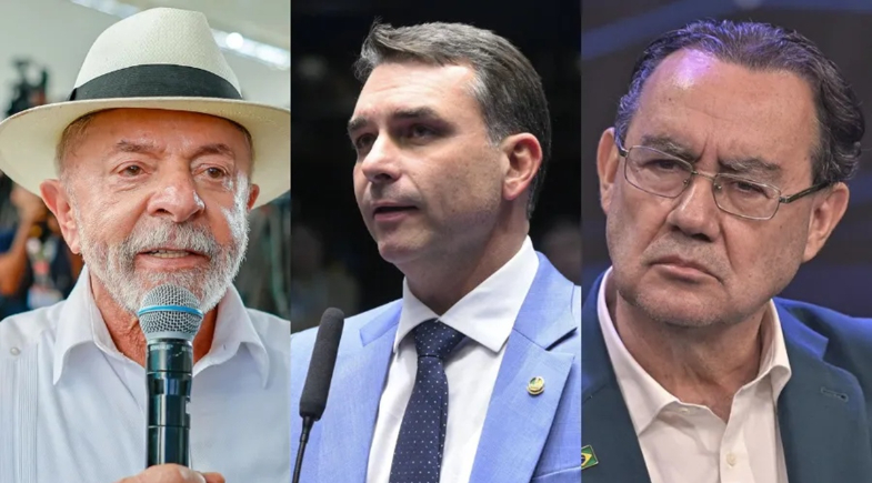 Da esquerda para a direita, Luiz Inácio Lula da Silva (PT), Flávio Bolsonaro (PL) e Augusto Cury (Avante) | Ricardo Stuckert / PR - Lula/ Carlos Moura/Agência Senado/ Renato Pizzutto/Band