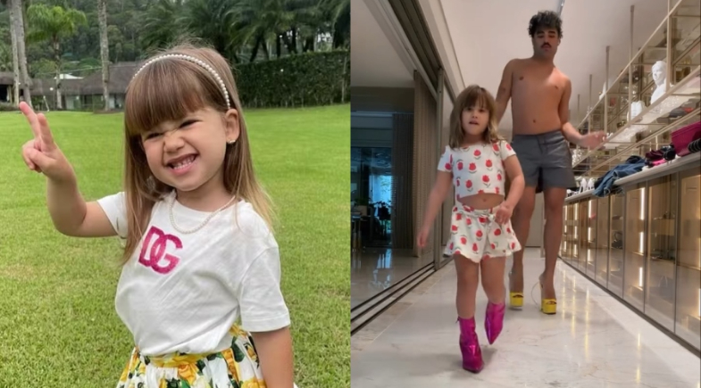 Maria Alice usa bota de Virginia Fonseca e encanta ao desfilar de salto